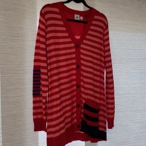Cabi red and pink cardigan